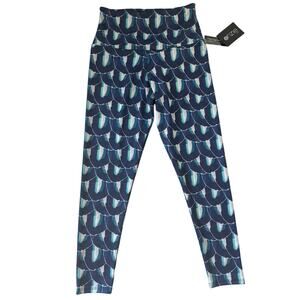 Onzie Flow High Rise Midi Leggings, Blue Pattern, Abstract, Athletic Size S/M